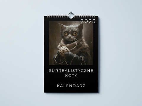 SURREALISTYCZNE KOTY KALENDARZ ŚCIENNY 2025 KALENDARZ A3