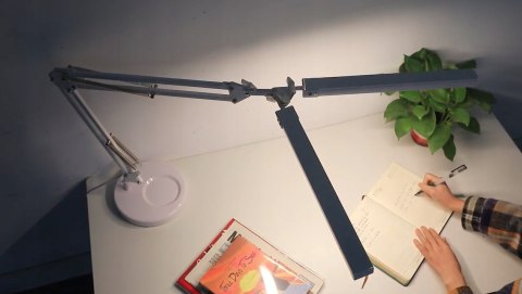 PODWÓJNA LAMPKA KREŚLARSKA BIURKOWA SZKOLNA NOCNA LAMPA REGULOWANA + STOJAK