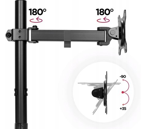 UCHWYT NA DWA MONITORY PIONOWY NA BIURKO REGULACJA KĄTA DŁUGI SŁUPEK