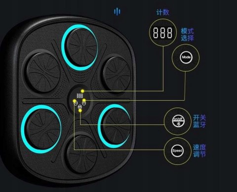 TRENAŻER BOKSERSKI DO MONTAŻU ŚCIANIE MUZYKA RGB GŁOŚNIK WOREK ŚWIATŁA